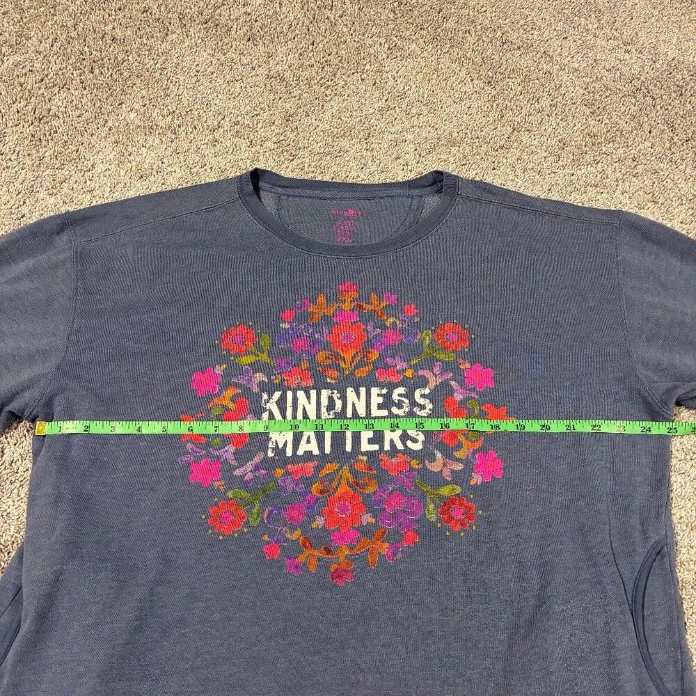Natural Life Kindness Matters Floral Graphic Sweatshirt Women XXL Blue Gray - Picture 5 of 8